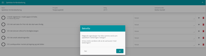 bekrefte egenskaper stor visning