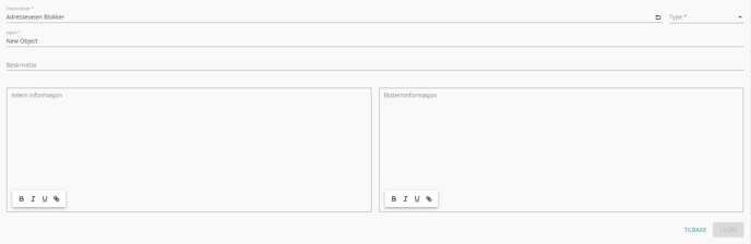nytt objekt