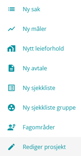objekter meny Skjermbilde